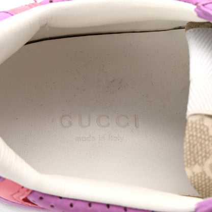 Gucci Calfskin GG Supreme Monogram Perforated Womens Platform 55mm Sneakers 38.5 Wild Cherry Beige Mystic White Bright Purple 8 of 8