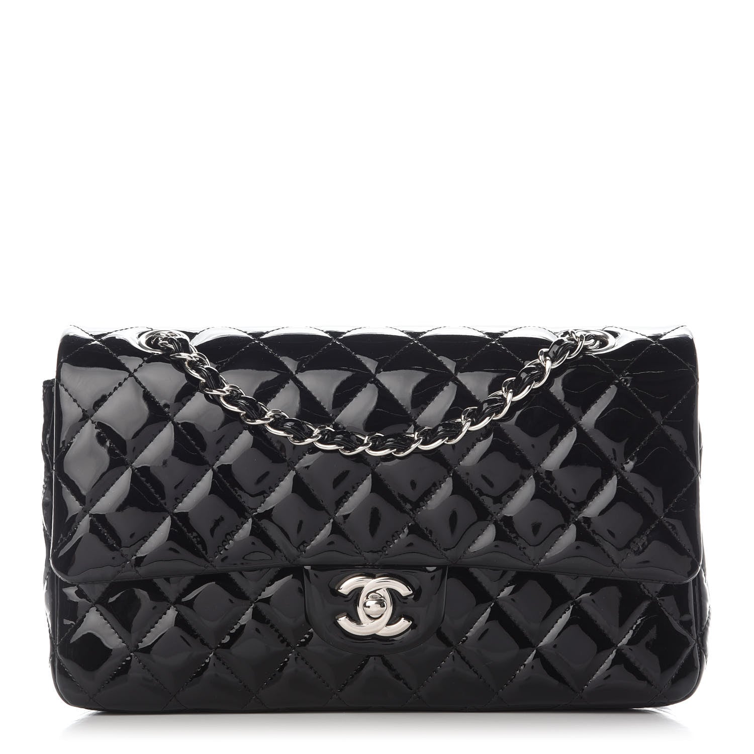 Chanel Patent Quilted Medium Double Flap Black 1 of 12