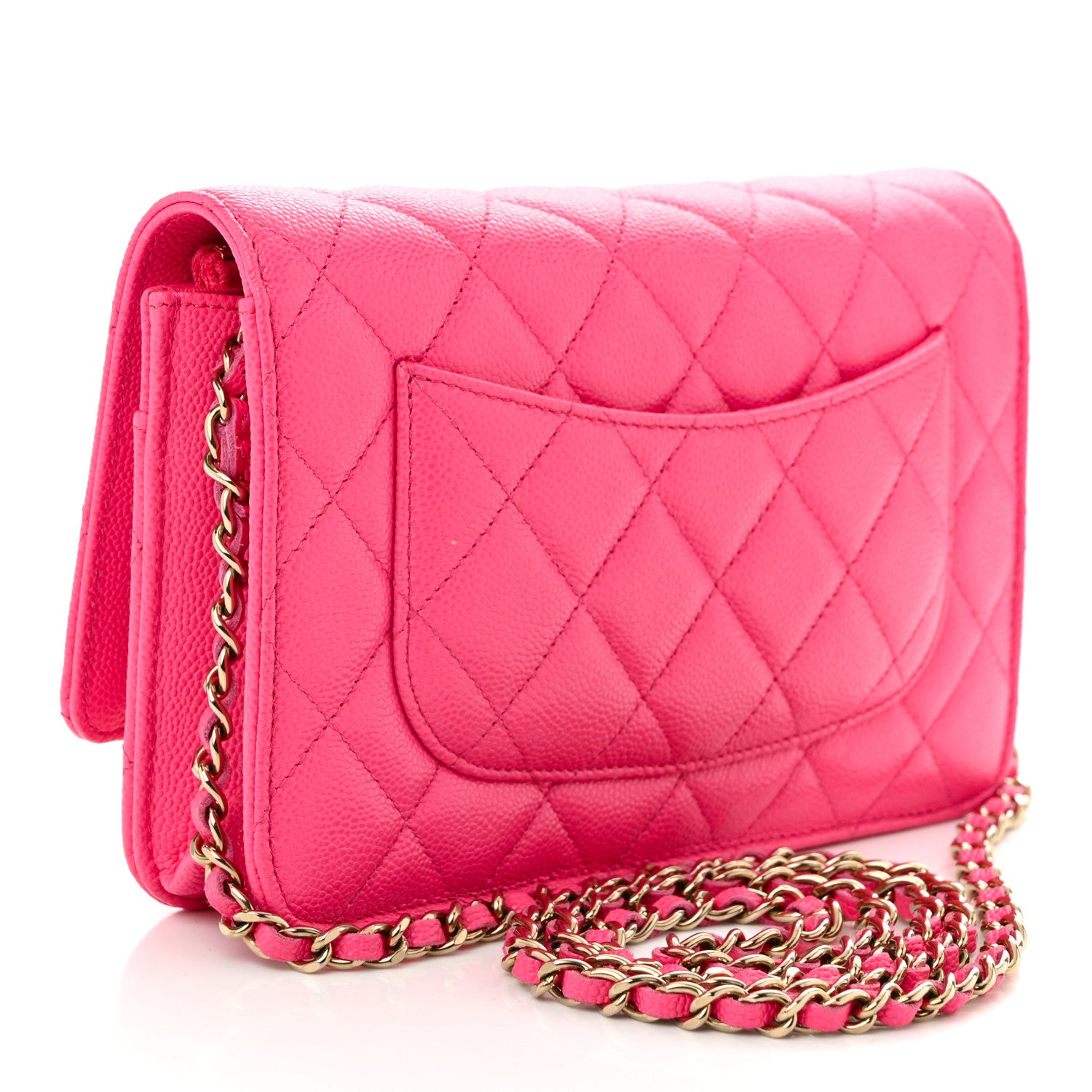 Chanel Caviar Quilted Wallet on Chain WOC Fuchsia 3 of 12