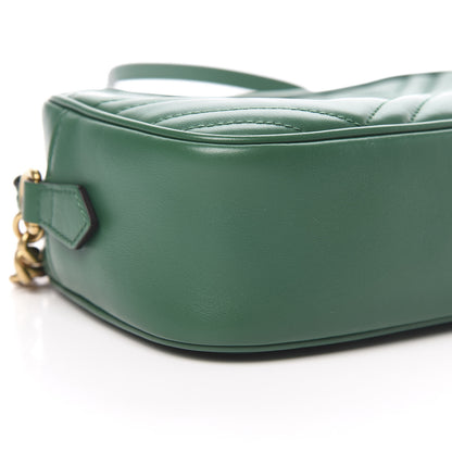 Gucci Calfskin Matelasse Small GG Marmont Chain Shoulder Bag Emerald Green 9 of 10