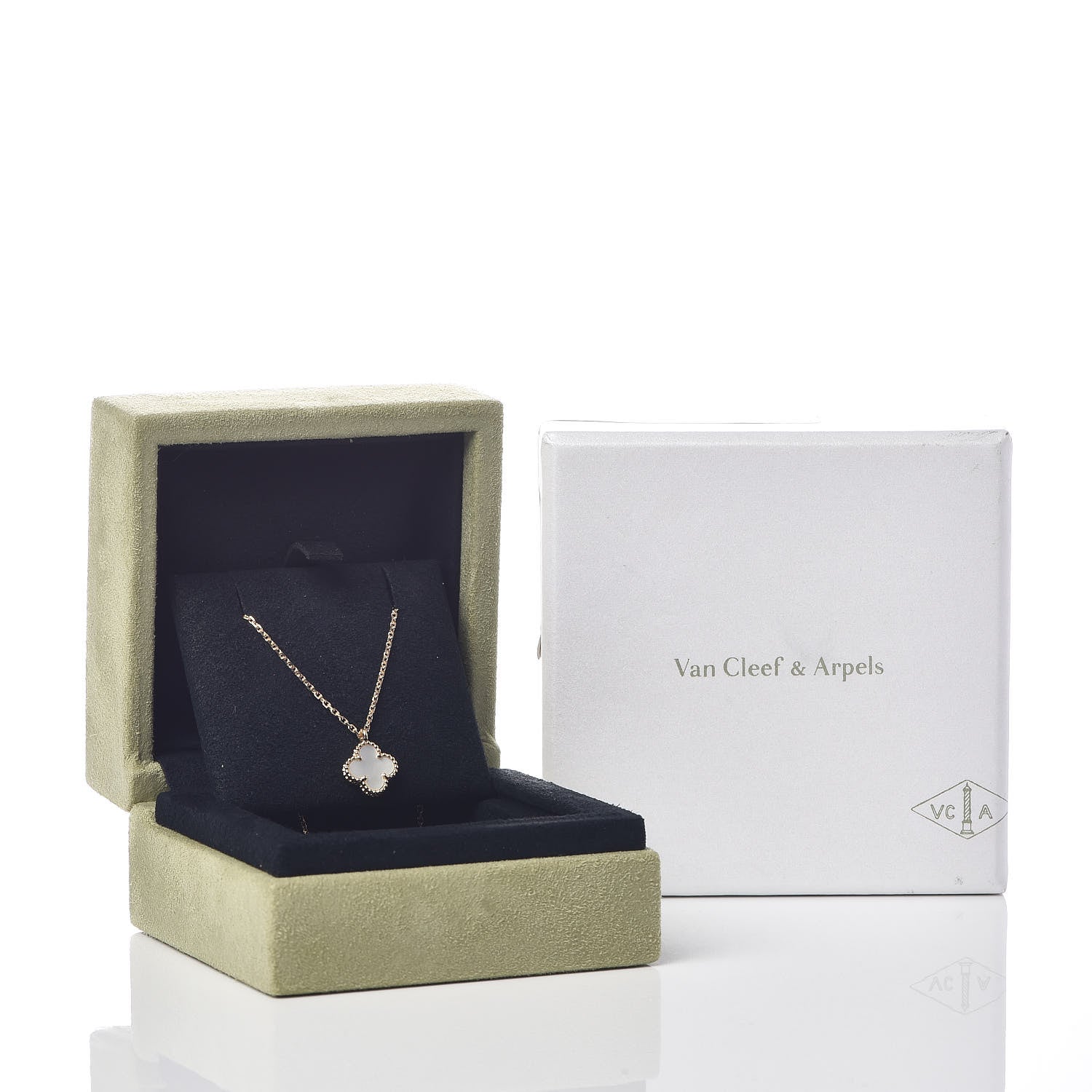 Van Cleef & Arpels 18K Yellow Gold Mother of Pearl Sweet Alhambra Pendant Necklace 8 of 8