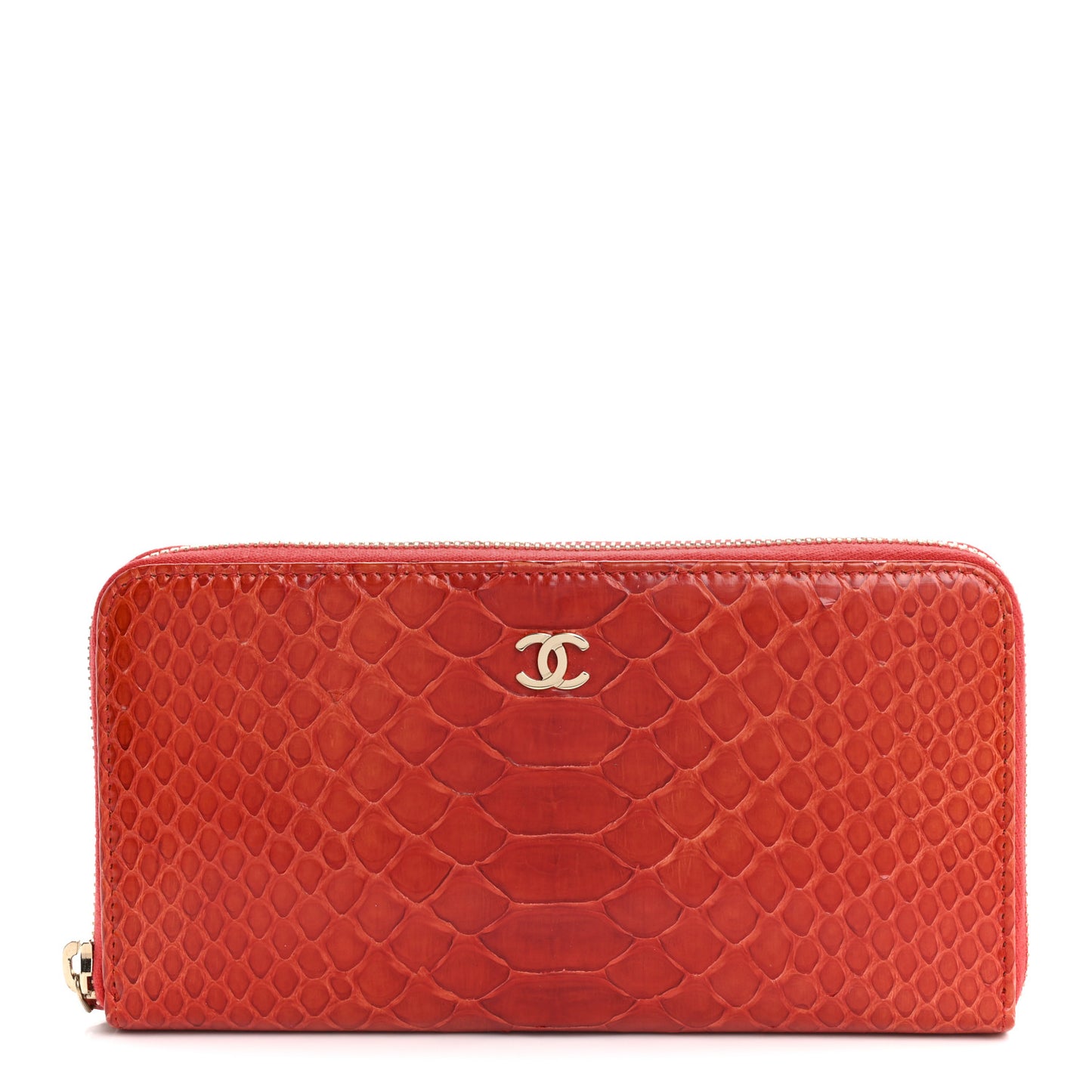 Snakeskin Large Gusset Zip Around Wallet Red