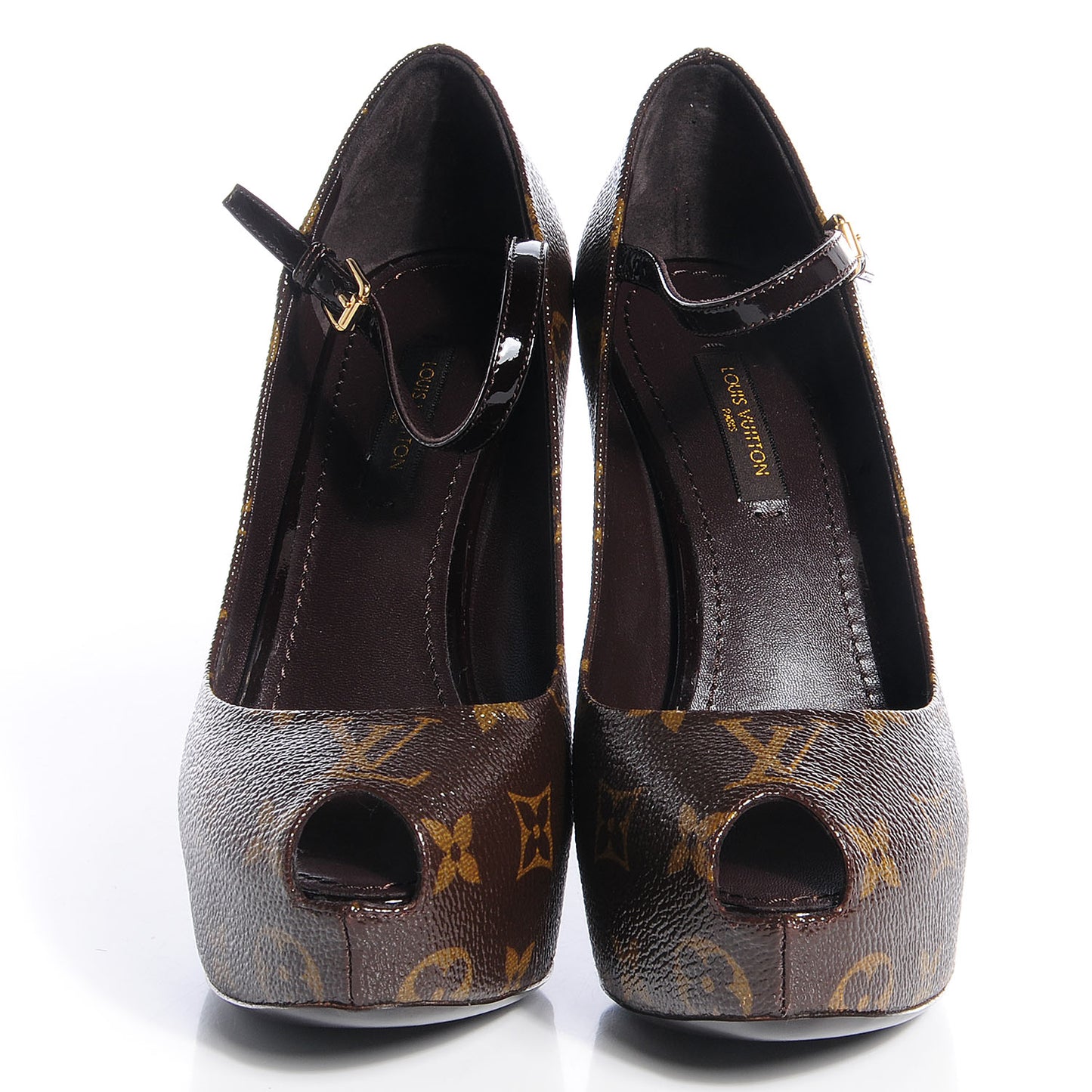 Patent Monogram Fetish Vanity Platform Pumps 35