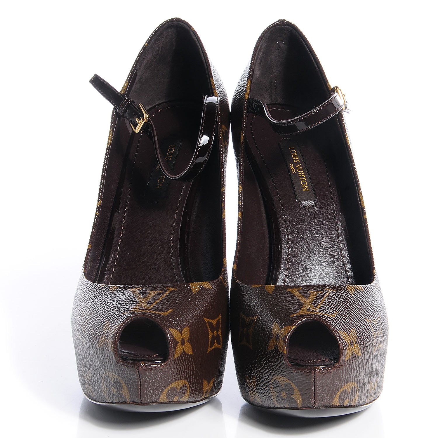 Louis Vuitton Patent Monogram Fetish Vanity Platform Pumps 35 2 of 8