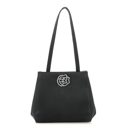 Chanel Satin Crystal Small Camellia Evening Bag Black 1 of 12