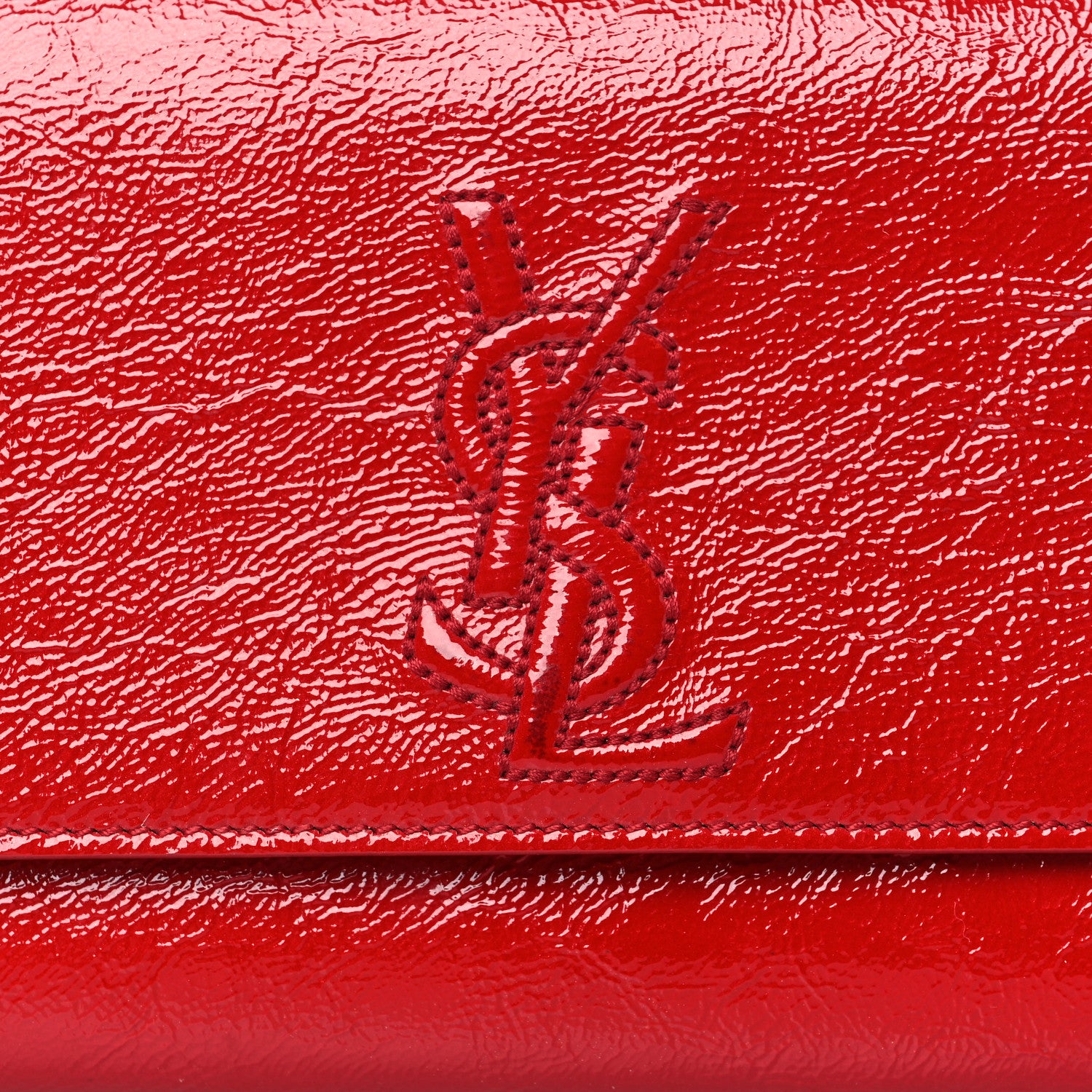 Saint Laurent Textured Patent Monogram Large Belle De Jour Clutch Red 9 of 10