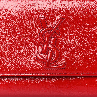 Saint Laurent Textured Patent Monogram Large Belle De Jour Clutch Red 9 of 10