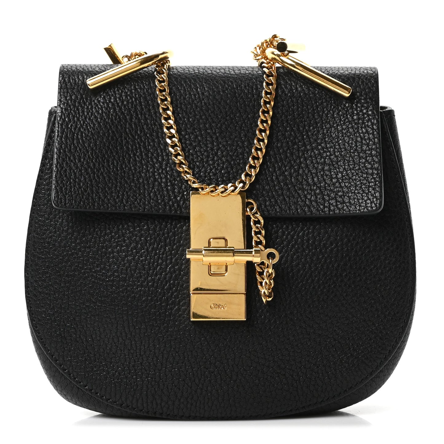 Grained Lambskin Mini Drew Shoulder Bag Black