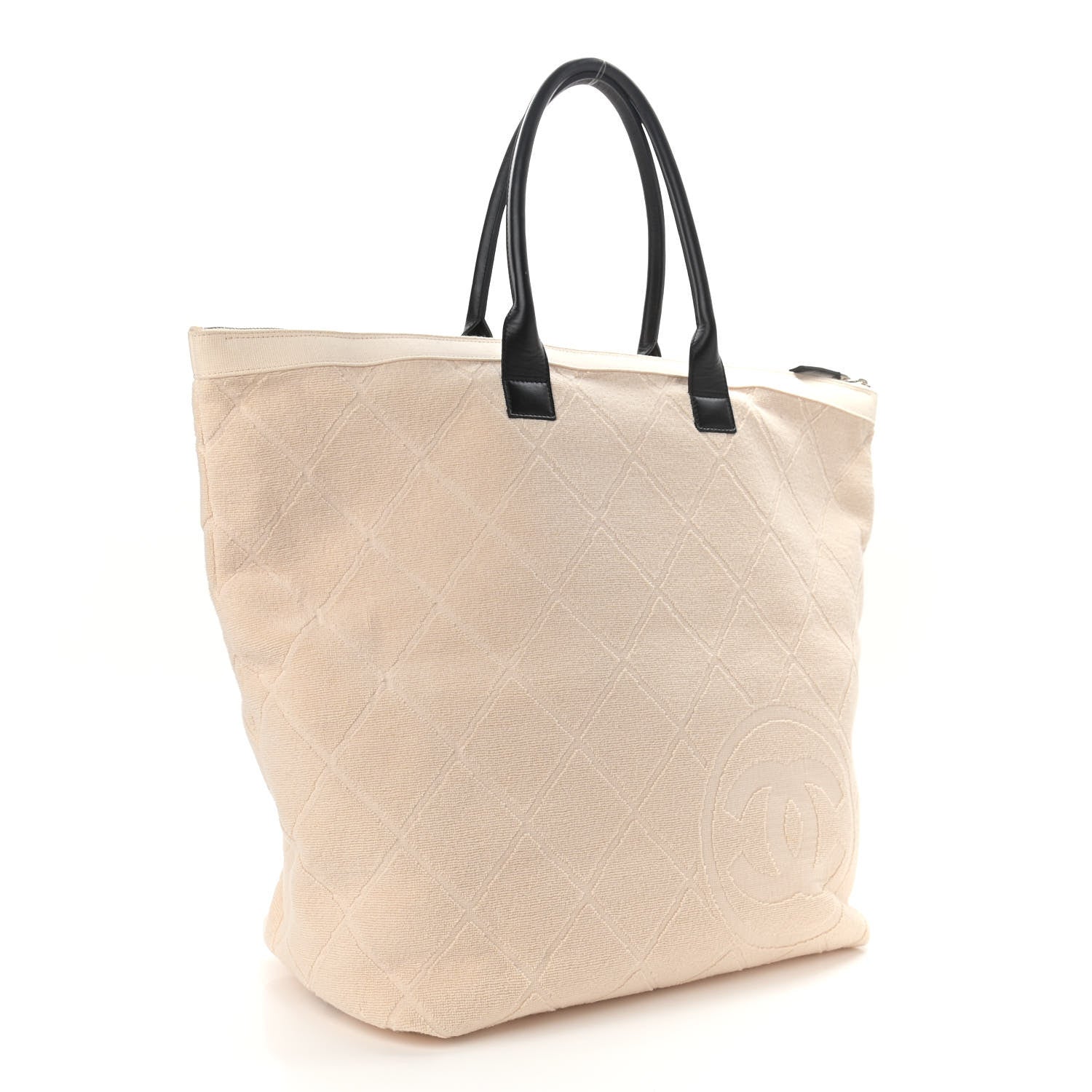 Chanel Terry Cotton CC Beach Tote Towel Set Beige Black 4 of 15