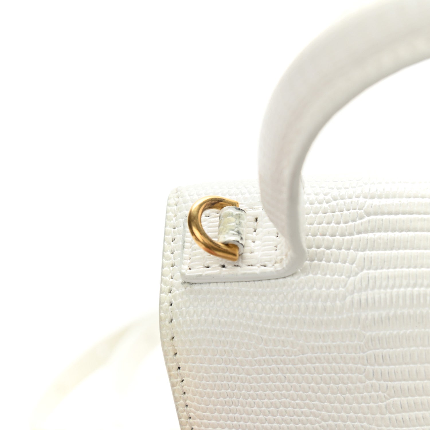 Balenciaga Patent Calfskin Lizard Embossed XS Sharp Top Handle Bag White 10 of 10