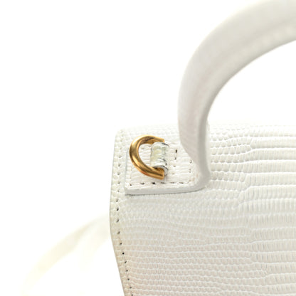 Balenciaga Patent Calfskin Lizard Embossed XS Sharp Top Handle Bag White 10 of 10