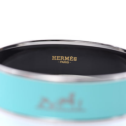 Hermes Enamel Printed Wide Caleche Bracelet 70 Bleu Atoll 5 of 6