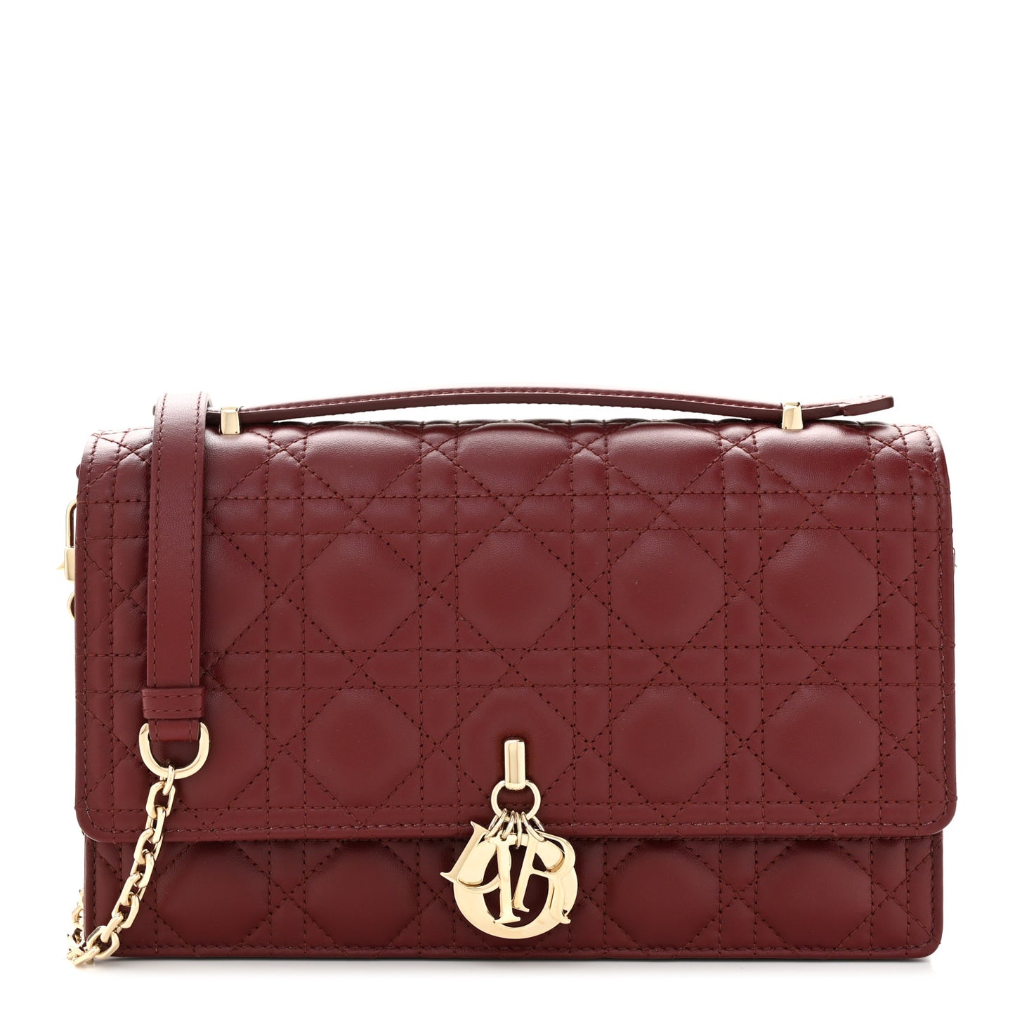 Lambskin Cannage My Dior Top Handle Bag Burgundy