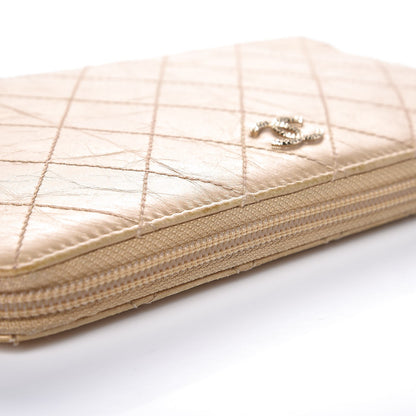 Chanel Metallic Aged Calfskin Quilted Palette Large Zip Around Organizer Wallet Gold 17 of 19