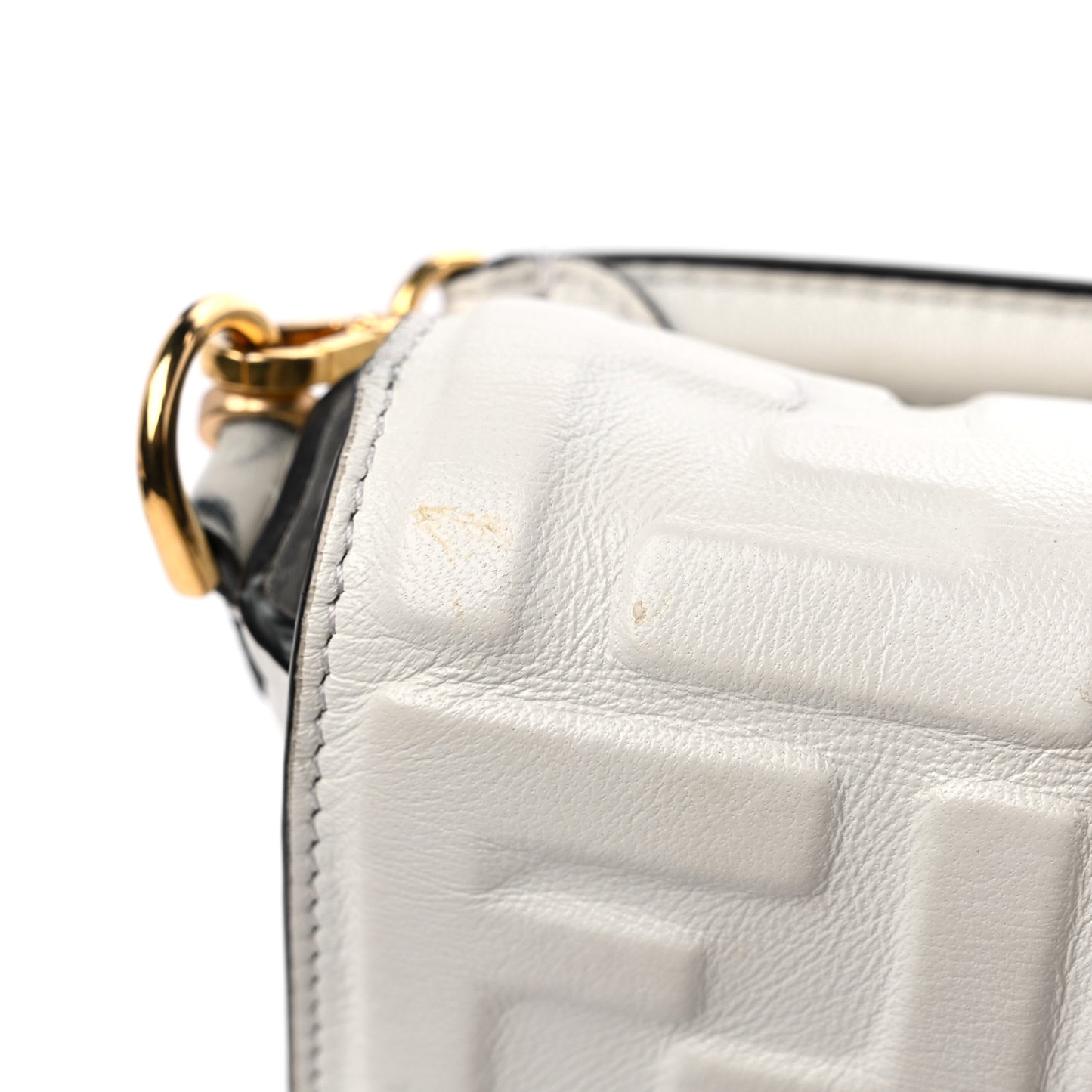 Nappa FF 1974 Embossed Mini Baguette White