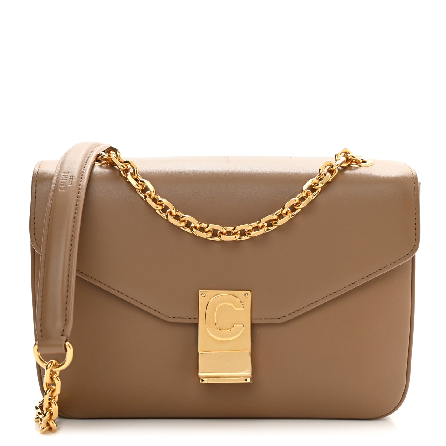 Shiny Calfskin Medium C Bag Camel