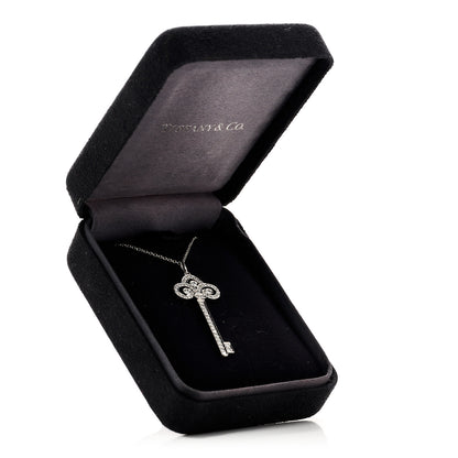 Tiffany Platinum Diamond .41ct Fleur De Lis Key Pendant Necklace 6 of 6