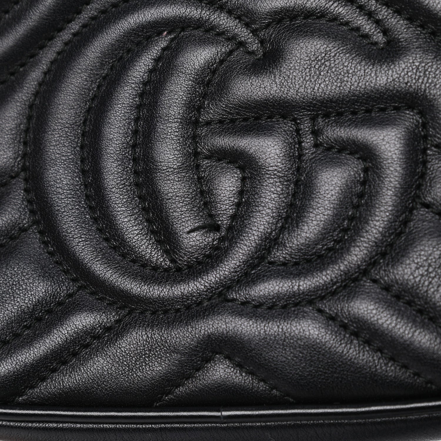 Gucci Calfskin Matelasse Mini GG Marmont Chain Shoulder Bag Black 8 of 10