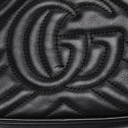 Gucci Calfskin Matelasse Mini GG Marmont Chain Shoulder Bag Black 8 of 10
