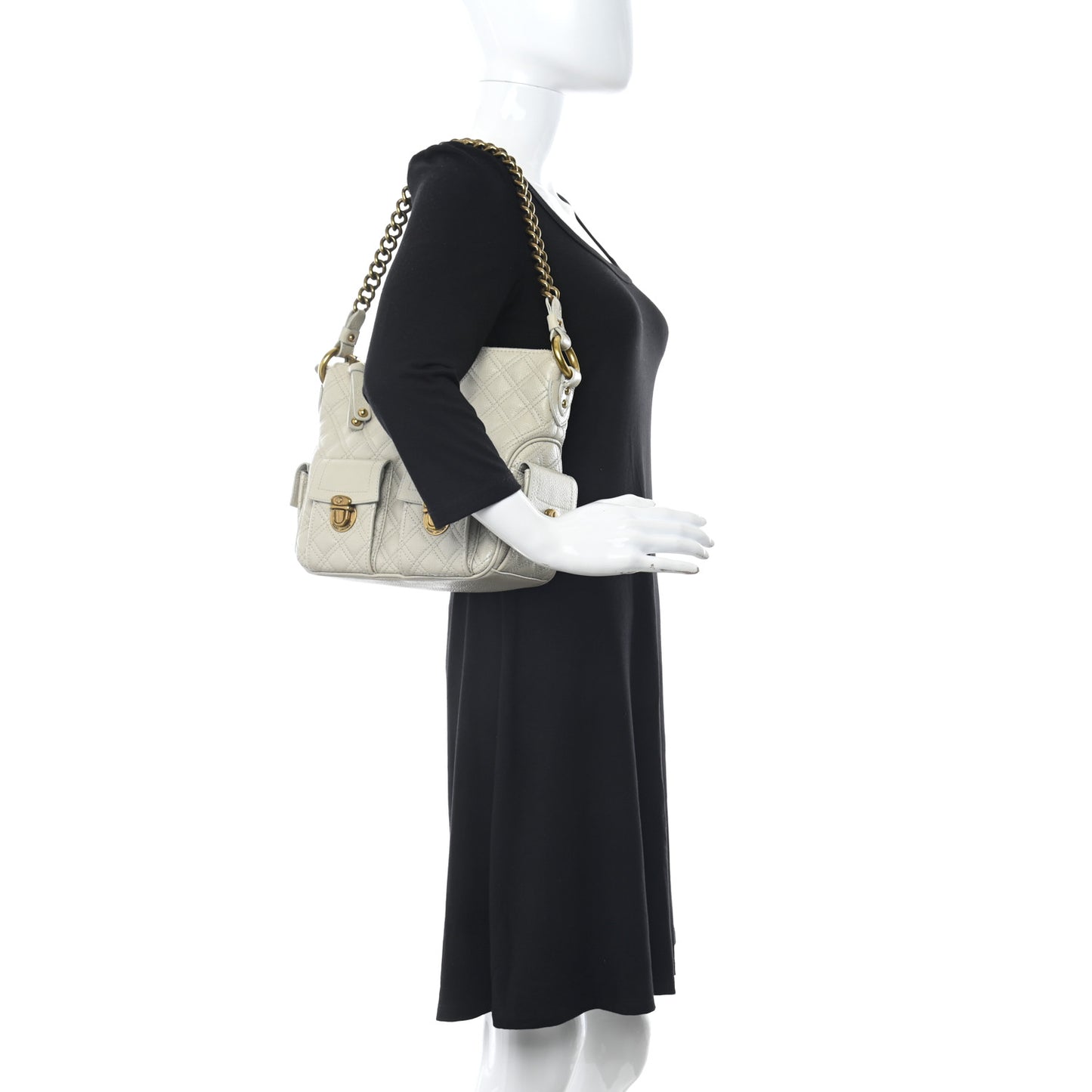 Calfskin Quilted Multipocket Hobo Milk