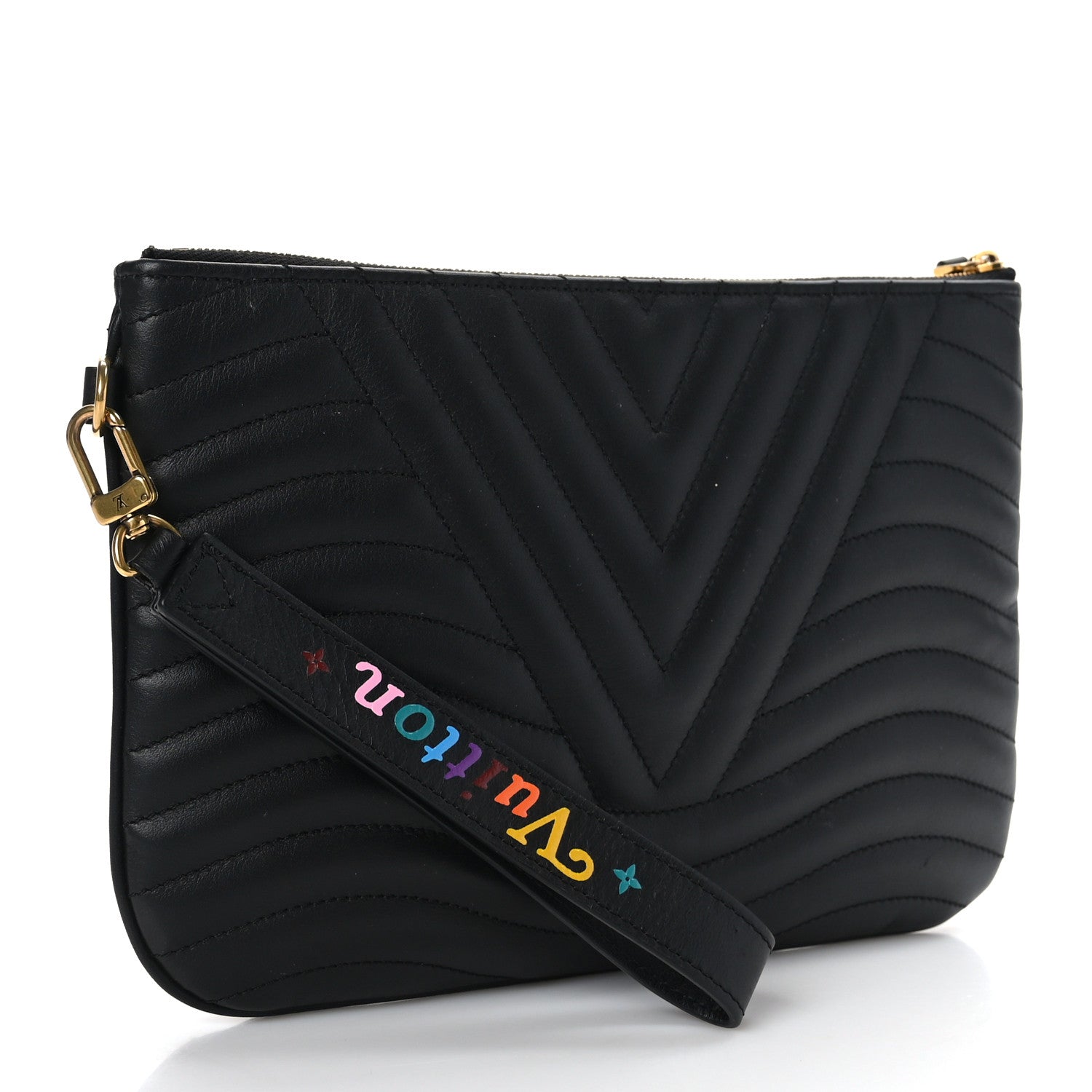 Louis Vuitton Calfskin New Wave Zipped Pochette Black 3 of 6