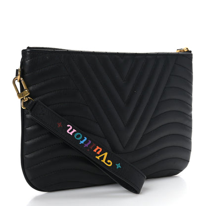 Louis Vuitton Calfskin New Wave Zipped Pochette Black 3 of 6