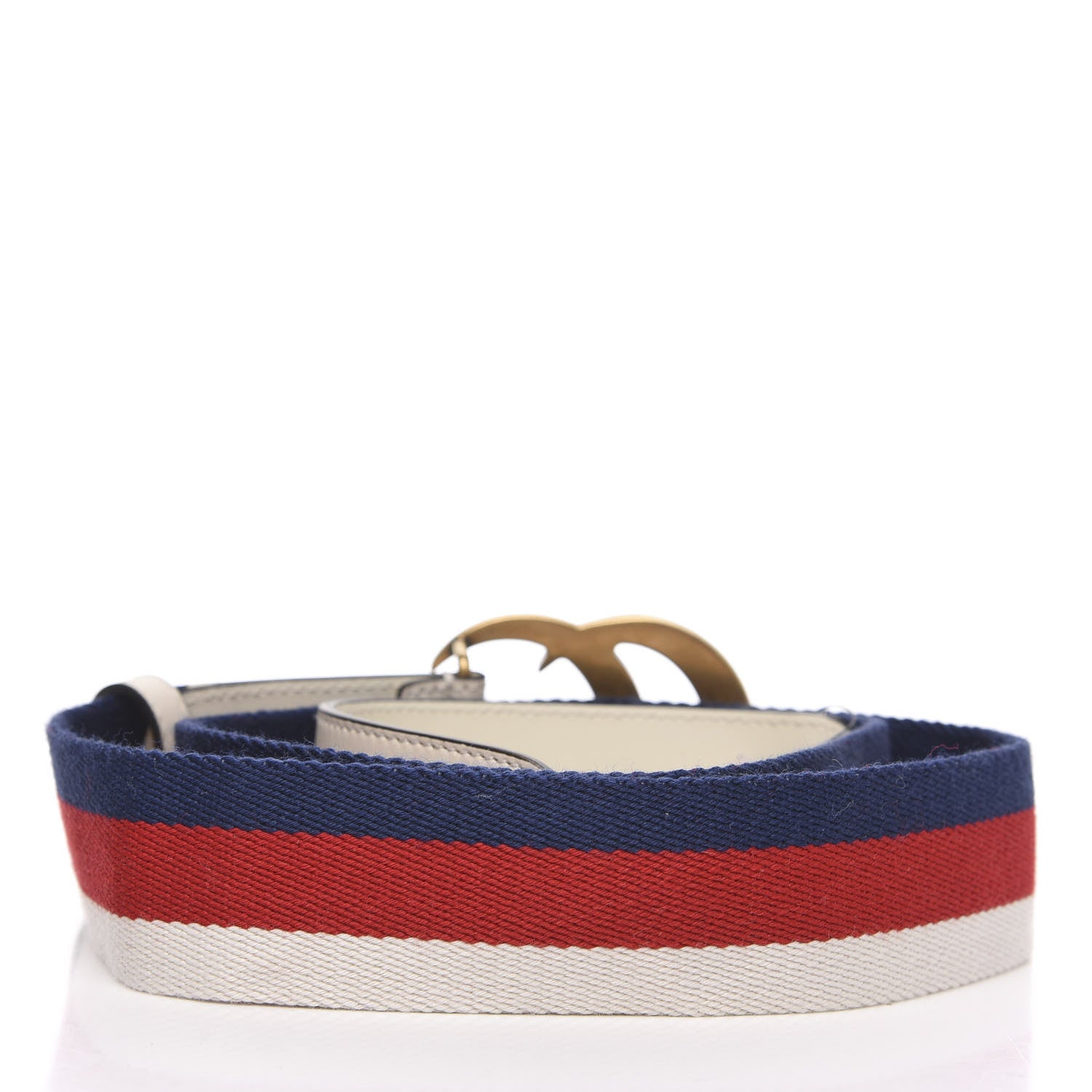 Gucci Nylon Calfskin Sylvie Web Double G 40mm Belt 95 38 Mystic White Hibiscus Red Maritime 2 of 4