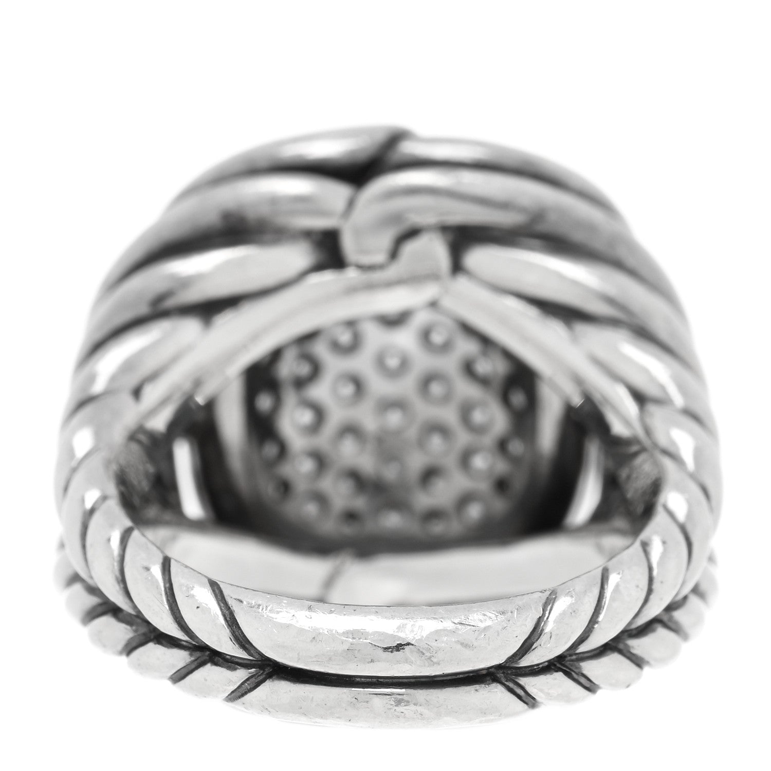 David Yurman Sterling Silver Diamond 16mm Large Labyrinth Ring 54 7 3 of 4