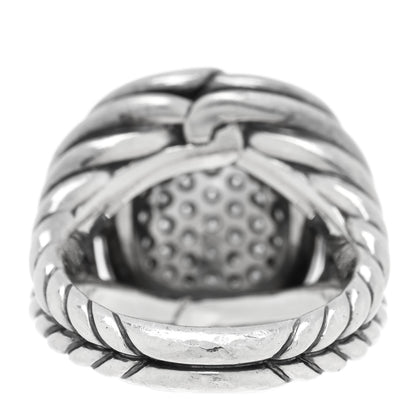 David Yurman Sterling Silver Diamond 16mm Large Labyrinth Ring 54 7 3 of 4