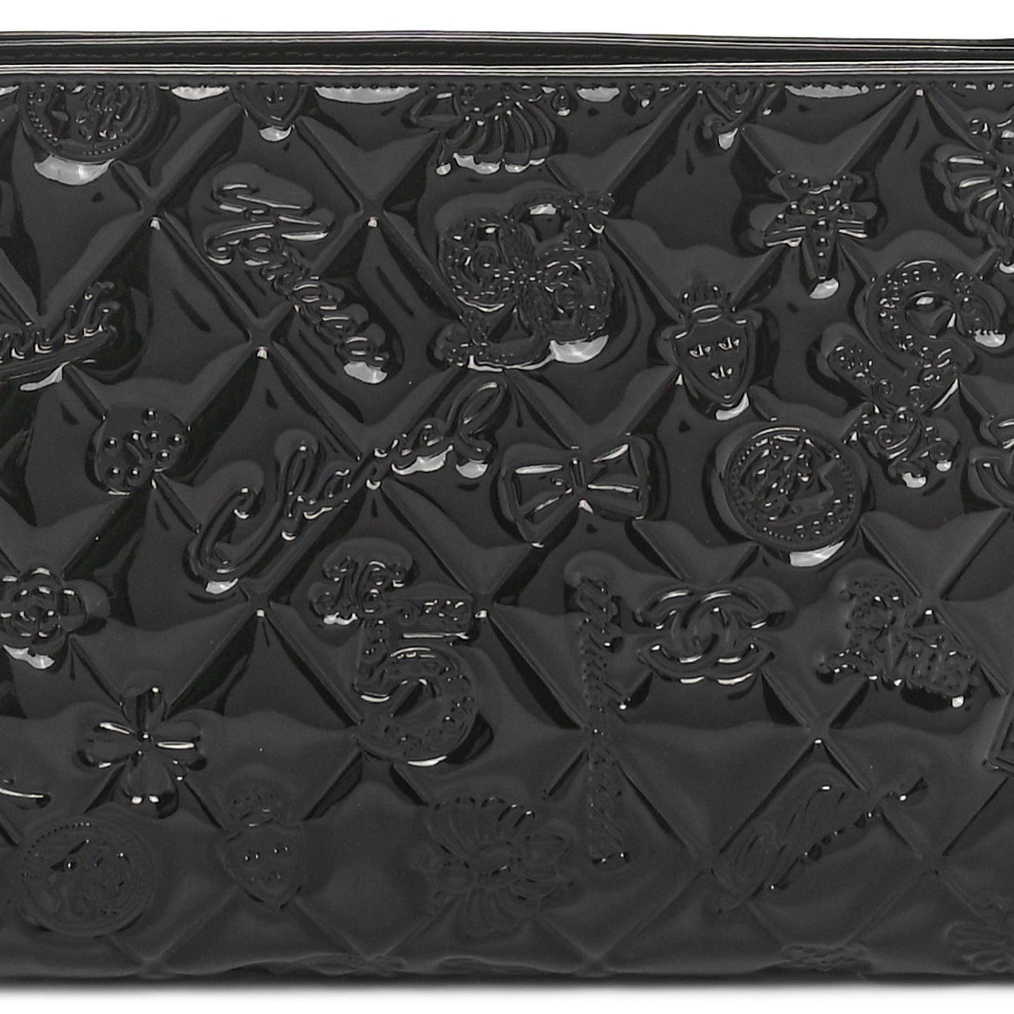 Patent Calfskin Lucky Symbols Pochette Black
