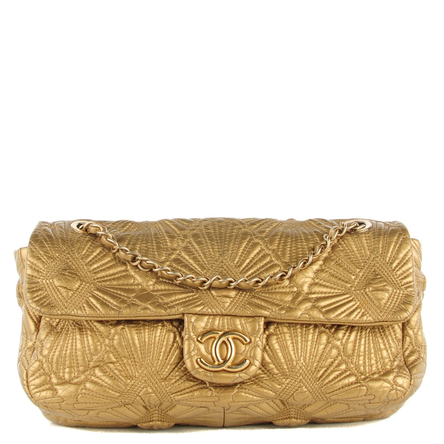 Calfskin Embroidered Ca D’Oro Flap Gold