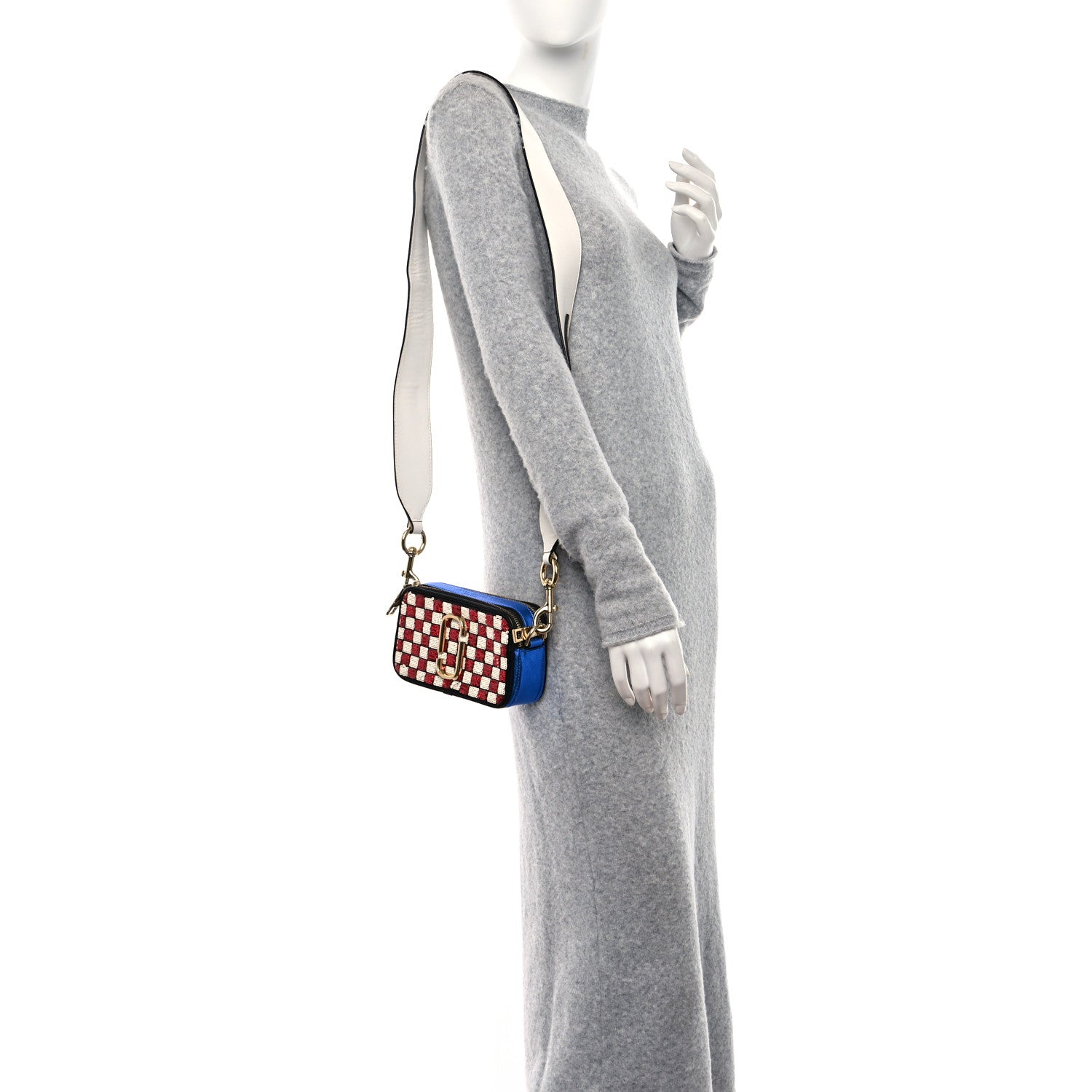 Marc Jacobs Metallic Calfskin Sequin Snapshot Camera Bag Red White 2 of 11