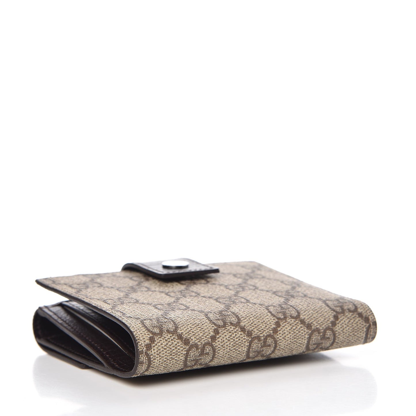 GG Plus Monogram Ladies GG French Flap Wallet Beige Ebony Cocoa