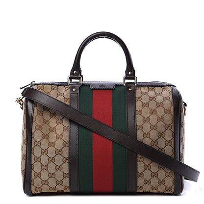 Gucci Monogram Vintage Web Medium Boston Dark Brown 1 of 16