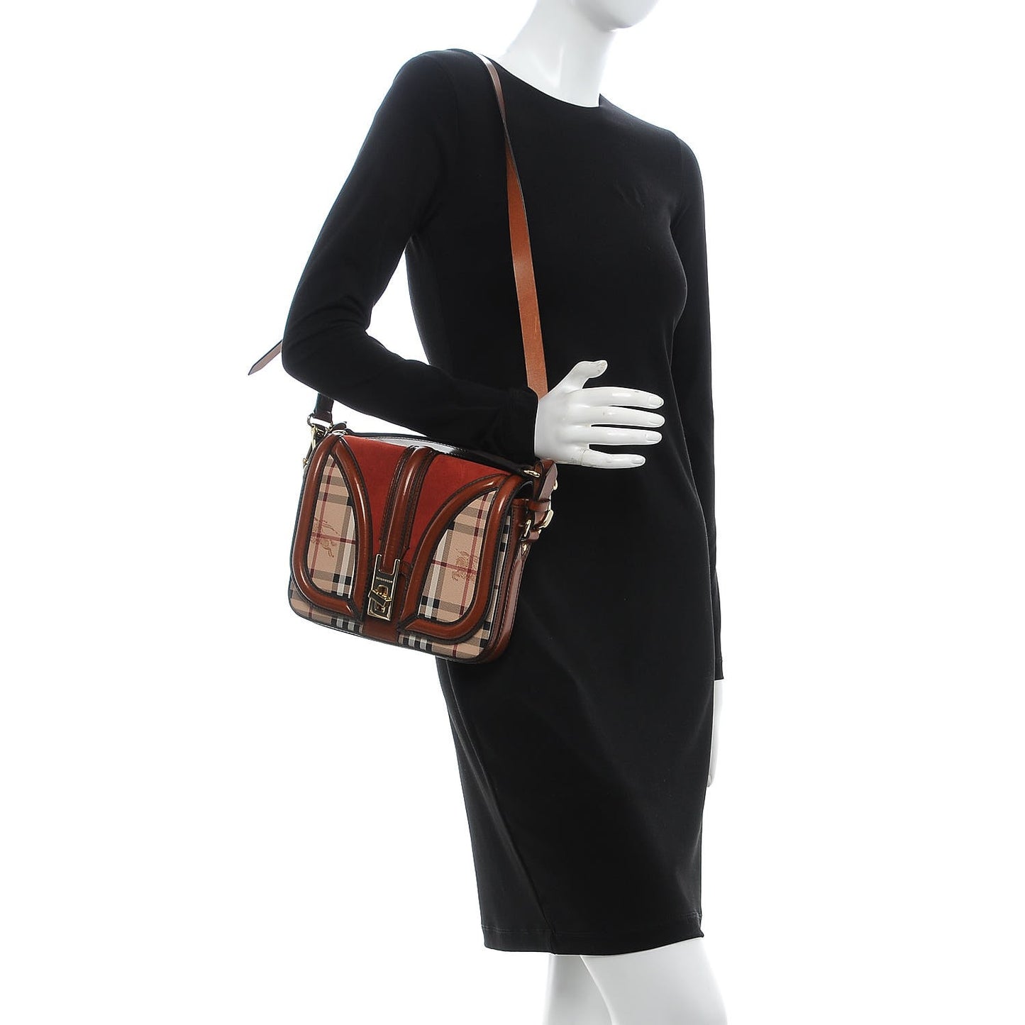 Haymarket Check Suede Brickfield Crossbody Brown