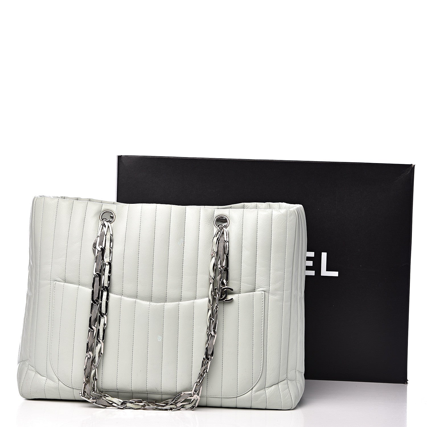Chanel Lambskin Vertical Quilted Large Mademoiselle Tote Light Green 18 of 23