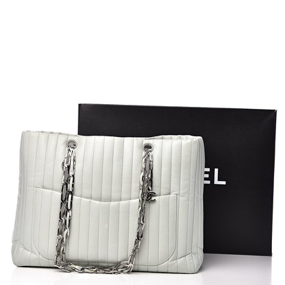 Chanel Lambskin Vertical Quilted Large Mademoiselle Tote Light Green 18 of 23