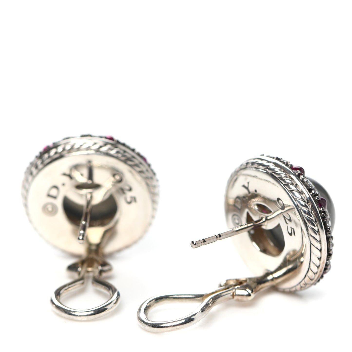 Sterling Silver Diamond Ruby Moonstone Midnight Melange Earrings