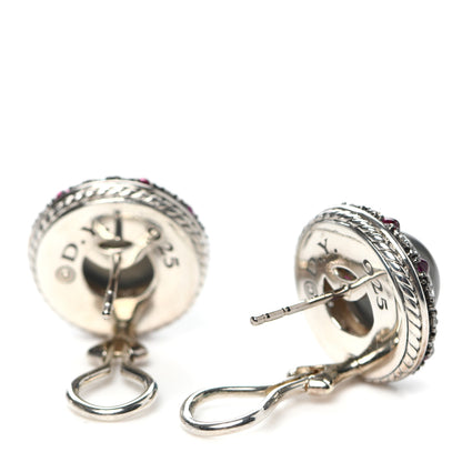 David Yurman Sterling Silver Diamond Ruby Moonstone Midnight Melange Earrings 3 of 5