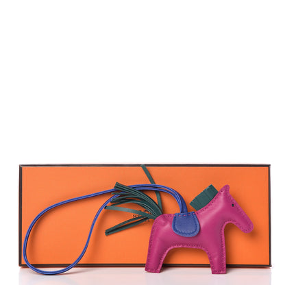 Hermes Milo Lambskin Grigri Rodeo Horse Bag Charm PM Rose Pourpre Bleu Electrique Malachite 4 of 4