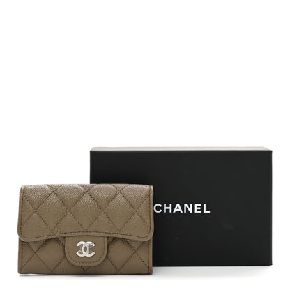 Chanel Caviar Quilted Flap Card Holder Wallet Dark Khaki 9 of 9