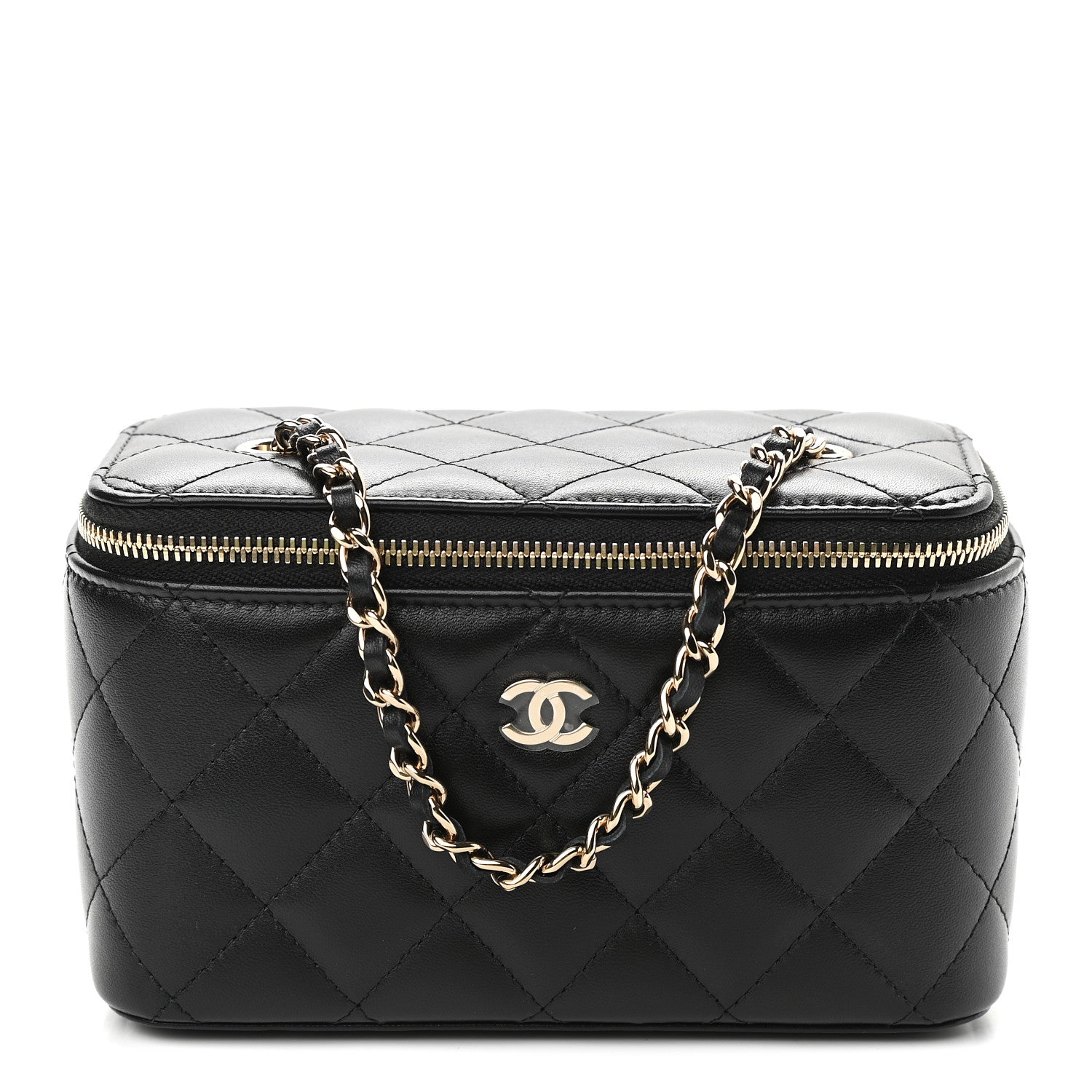 Chanel Lambskin Quilted Small Vanity Case With Chain Black 1 of 9