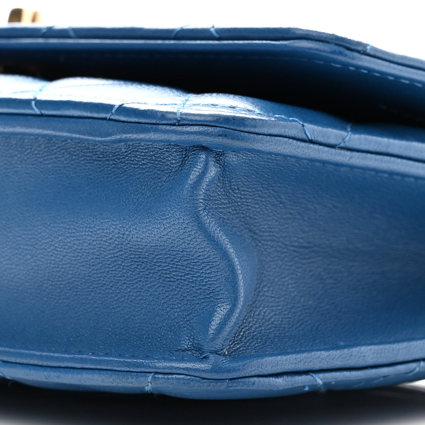 Lambskin Quilted CC Pearl Crush Wallet on Chain WOC Blue