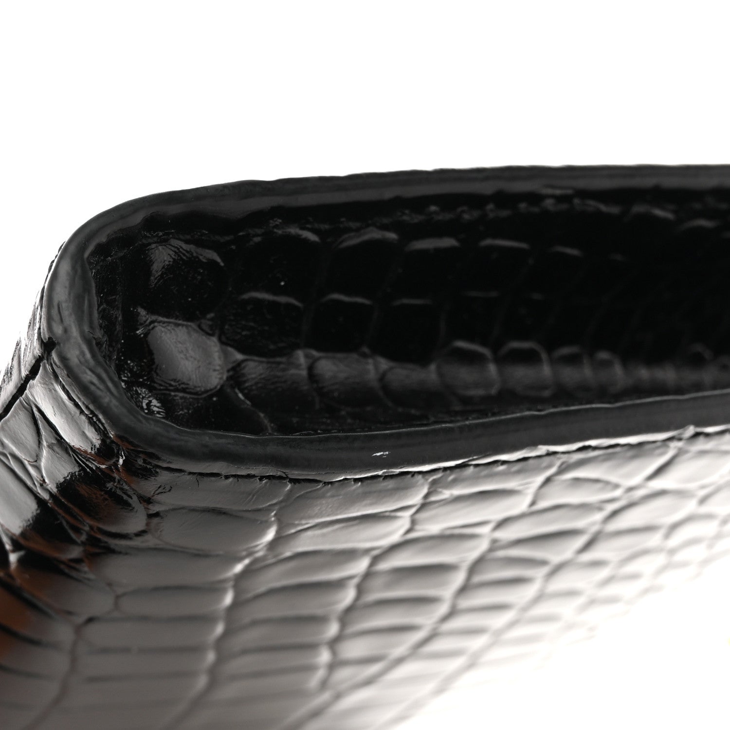 Alexander McQueen Calfskin Crocodile Embossed Knuckle Flat Clutch