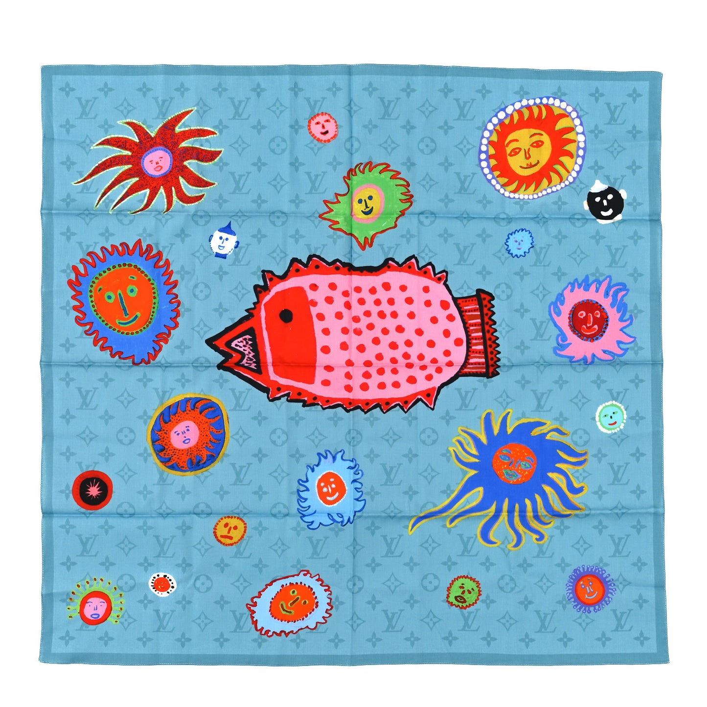 LV x YK Kusama Scarf Set Blue Multicolor