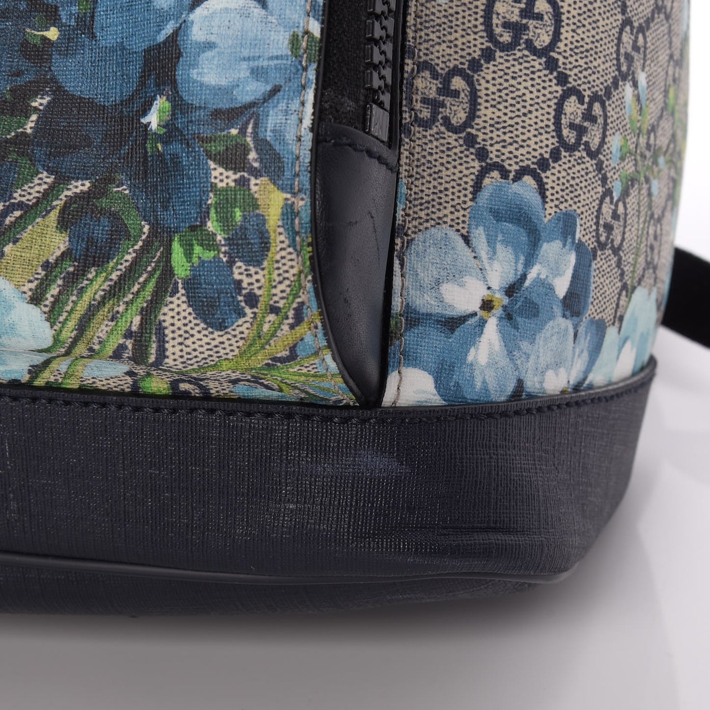GG Supreme Monogram Blooms Medium Day Backpack Beige Blue Navy