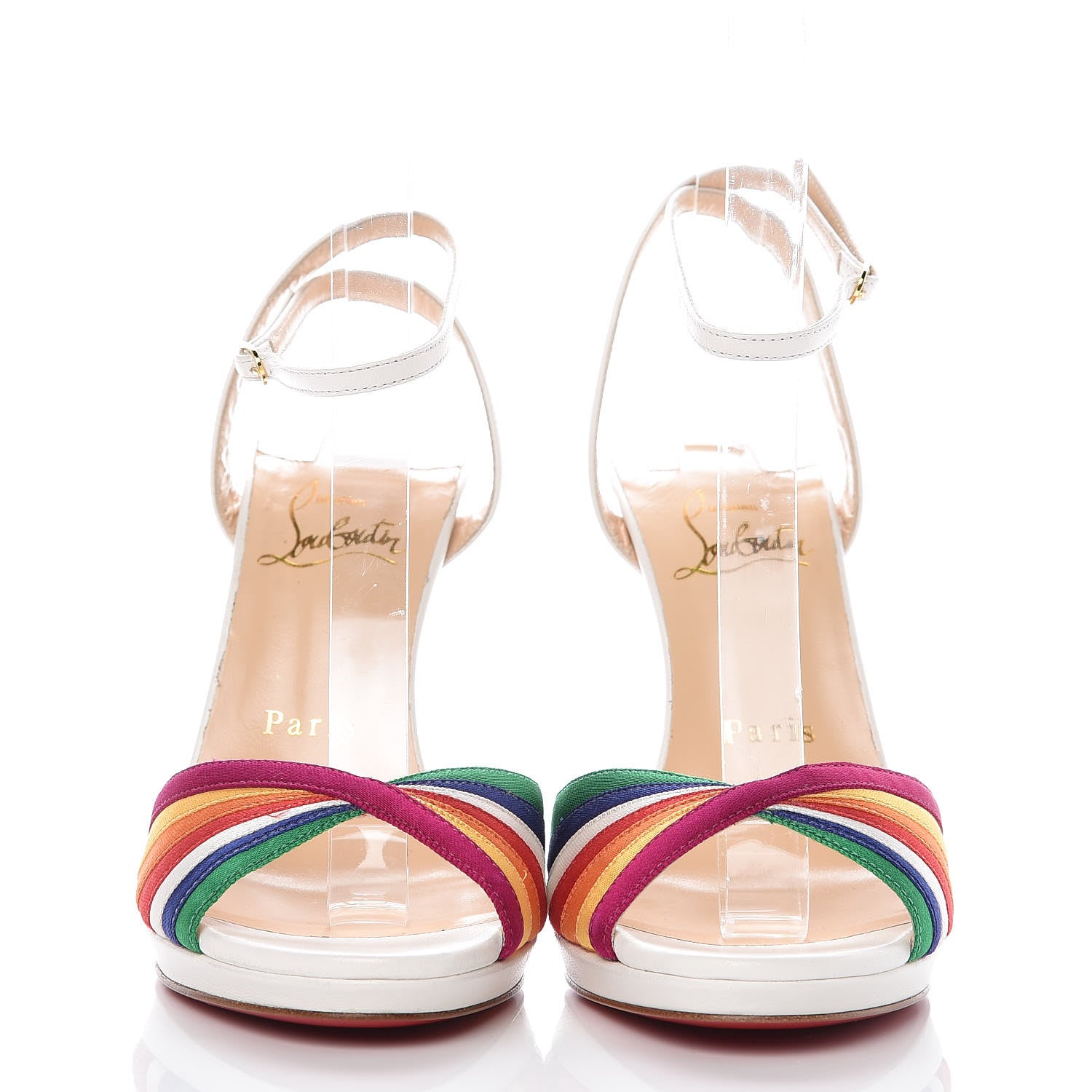 Christian Louboutin Shiny Nappa Naseeba 120 Sandals 36.5 Multicolor Latte 2 of 8