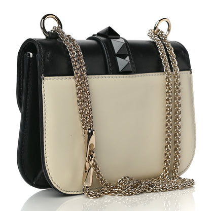 Valentino Garavani Vitello Small Glam Lock Rockstud Flap Black Light Ivory 2 of 17