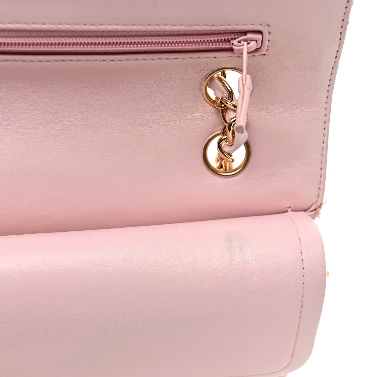 Tweed Quilted Medium Double Flap Light Pink