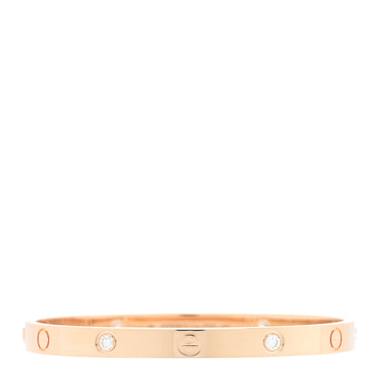 Cartier 18K Pink Gold 4 Diamond LOVE Bracelet 18 1 of 8